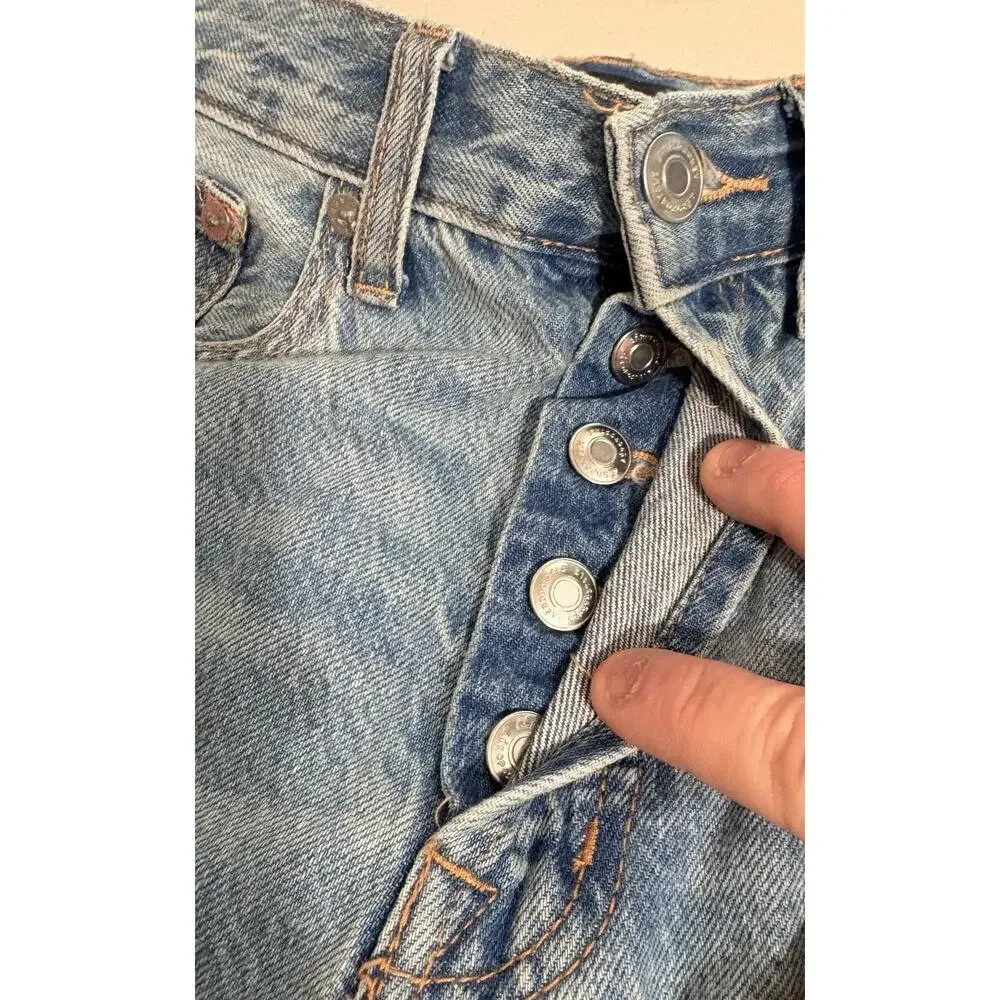 Aeropostale High Rise 90s Baggy Jeans Women's Size 4 Blue Distressed‎ Ripped